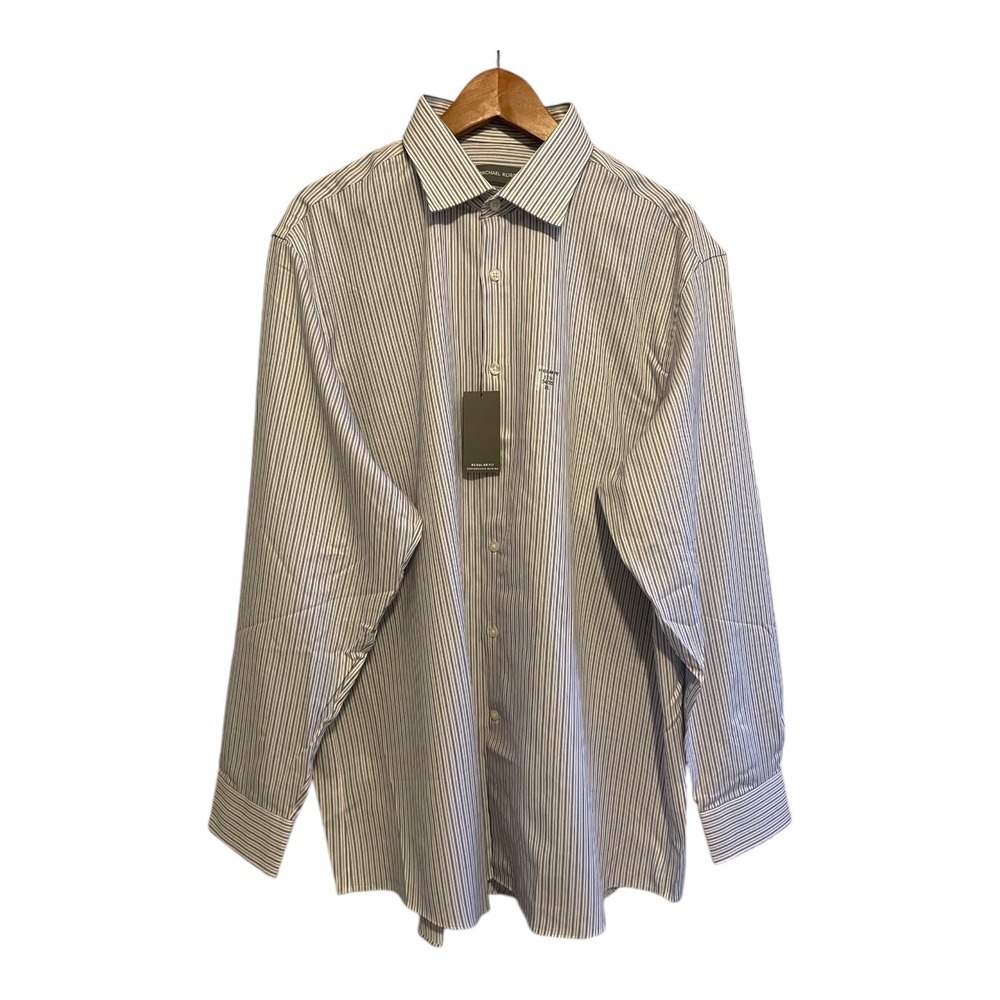 Michael Kors Dress Shirt Men's XL 17.5 34/35 Blue Performance Wicking‎ NWT